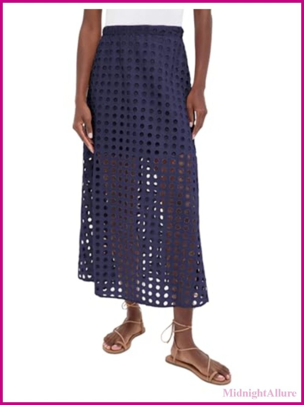 Women's Maxi Skirt with Eyelet Detail & Mini Slip - BoHo Beach Casual Summer